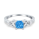 Cushion Celtic Art Deco Engagement Ring Simulated Cubic Zirconia 925 Sterling Silver