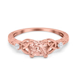 Cushion Celtic Art Deco Engagement Ring Simulated Cubic Zirconia 925 Sterling Silver