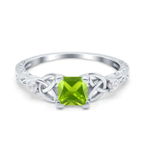 Cushion Celtic Art Deco Engagement Ring Simulated Cubic Zirconia 925 Sterling Silver