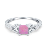 Cushion Celtic Art Deco Engagement Ring Simulated Cubic Zirconia 925 Sterling Silver