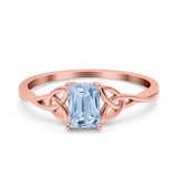 Engagement Ring Emerald Cut Simulated Cubic Zirconia Solid 925 Sterling Silver