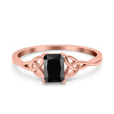 Engagement Ring Emerald Cut Simulated Cubic Zirconia Solid 925 Sterling Silver