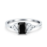 Engagement Ring Emerald Cut Simulated Cubic Zirconia Solid 925 Sterling Silver