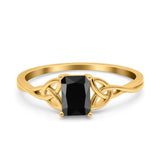 Engagement Ring Emerald Cut Simulated Cubic Zirconia Solid 925 Sterling Silver