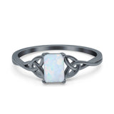 Engagement Ring Emerald Cut Simulated Cubic Zirconia Solid 925 Sterling Silver