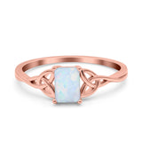 Engagement Ring Emerald Cut Simulated Cubic Zirconia Solid 925 Sterling Silver