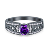 Split Celtic Engagement Ring Round Simulated Cubic Zirconia 925 Sterling Silver