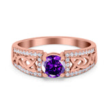 Split Celtic Engagement Ring Round Simulated Cubic Zirconia 925 Sterling Silver