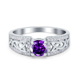 Split Celtic Engagement Ring Round Simulated Cubic Zirconia 925 Sterling Silver