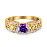Split Celtic Engagement Ring Round Simulated Cubic Zirconia 925 Sterling Silver