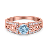 Split Celtic Engagement Ring Round Simulated Cubic Zirconia 925 Sterling Silver