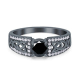 Split Celtic Engagement Ring Round Simulated Cubic Zirconia 925 Sterling Silver