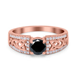 Split Celtic Engagement Ring Round Simulated Cubic Zirconia 925 Sterling Silver