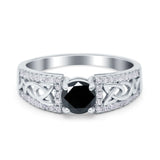 Split Celtic Engagement Ring Round Simulated Cubic Zirconia 925 Sterling Silver