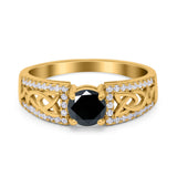 Split Celtic Engagement Ring Round Simulated Cubic Zirconia 925 Sterling Silver