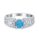 Split Celtic Engagement Ring Round Simulated Cubic Zirconia 925 Sterling Silver