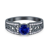 Split Celtic Engagement Ring Round Simulated Cubic Zirconia 925 Sterling Silver
