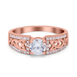 Split Celtic Engagement Ring Round Simulated Cubic Zirconia 925 Sterling Silver