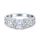 Split Celtic Engagement Ring Round Simulated Cubic Zirconia 925 Sterling Silver
