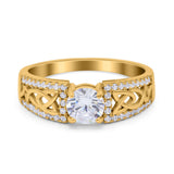 Split Celtic Engagement Ring Round Simulated Cubic Zirconia 925 Sterling Silver