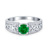 Split Celtic Engagement Ring Round Simulated Cubic Zirconia 925 Sterling Silver