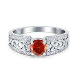 Split Celtic Engagement Ring Round Simulated Cubic Zirconia 925 Sterling Silver