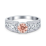 Split Celtic Engagement Ring Round Simulated Cubic Zirconia 925 Sterling Silver
