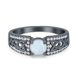 Split Celtic Engagement Ring Round Simulated Cubic Zirconia 925 Sterling Silver