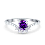 Art Deco V Chevron Engagement Ring Round Simulated Cubic Zirconia 925 Sterling Silver
