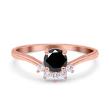 Art Deco V Chevron Engagement Ring Round Simulated Cubic Zirconia 925 Sterling Silver
