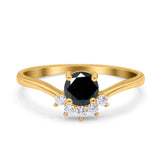 Art Deco V Chevron Engagement Ring Round Simulated Cubic Zirconia 925 Sterling Silver