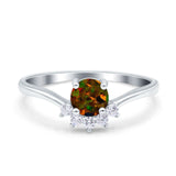 Art Deco V Chevron Engagement Ring Round Simulated Cubic Zirconia 925 Sterling Silver