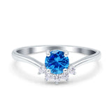 Art Deco V Chevron Engagement Ring Round Simulated Cubic Zirconia 925 Sterling Silver