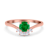 Art Deco V Chevron Engagement Ring Round Simulated Cubic Zirconia 925 Sterling Silver
