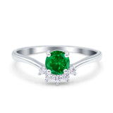 Art Deco V Chevron Engagement Ring Round Simulated Cubic Zirconia 925 Sterling Silver