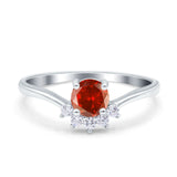 Art Deco V Chevron Engagement Ring Round Simulated Cubic Zirconia 925 Sterling Silver