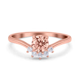 Art Deco V Chevron Engagement Ring Round Simulated Cubic Zirconia 925 Sterling Silver
