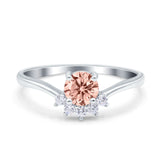 Art Deco V Chevron Engagement Ring Round Simulated Cubic Zirconia 925 Sterling Silver
