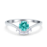Art Deco V Chevron Engagement Ring Round Simulated Cubic Zirconia 925 Sterling Silver