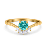 Art Deco V Chevron Engagement Ring Round Simulated Cubic Zirconia 925 Sterling Silver