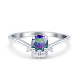 Art Deco V Chevron Engagement Ring Round Simulated Cubic Zirconia 925 Sterling Silver