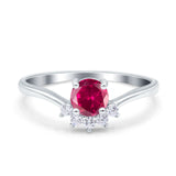 Art Deco V Chevron Engagement Ring Round Simulated Cubic Zirconia 925 Sterling Silver