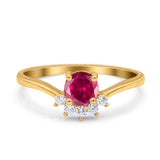 Art Deco V Chevron Engagement Ring Round Simulated Cubic Zirconia 925 Sterling Silver