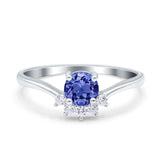 Art Deco V Chevron Engagement Ring Round Simulated Cubic Zirconia 925 Sterling Silver