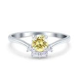 Art Deco V Chevron Engagement Ring Round Simulated Cubic Zirconia 925 Sterling Silver