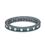 Art Deco Full Eternity Stackable Wedding Ring Simulated CZ 925 Sterling Silver