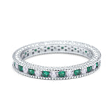 Art Deco Full Eternity Stackable Wedding Ring Simulated CZ 925 Sterling Silver