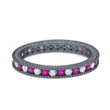 Art Deco Full Eternity Stackable Wedding Ring Simulated CZ 925 Sterling Silver