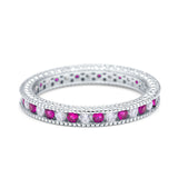 Art Deco Full Eternity Stackable Wedding Ring Simulated CZ 925 Sterling Silver