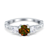 Art Deco Vintage Engagement Ring Round Simulated Cubic Zirconia 925 Sterling Silver